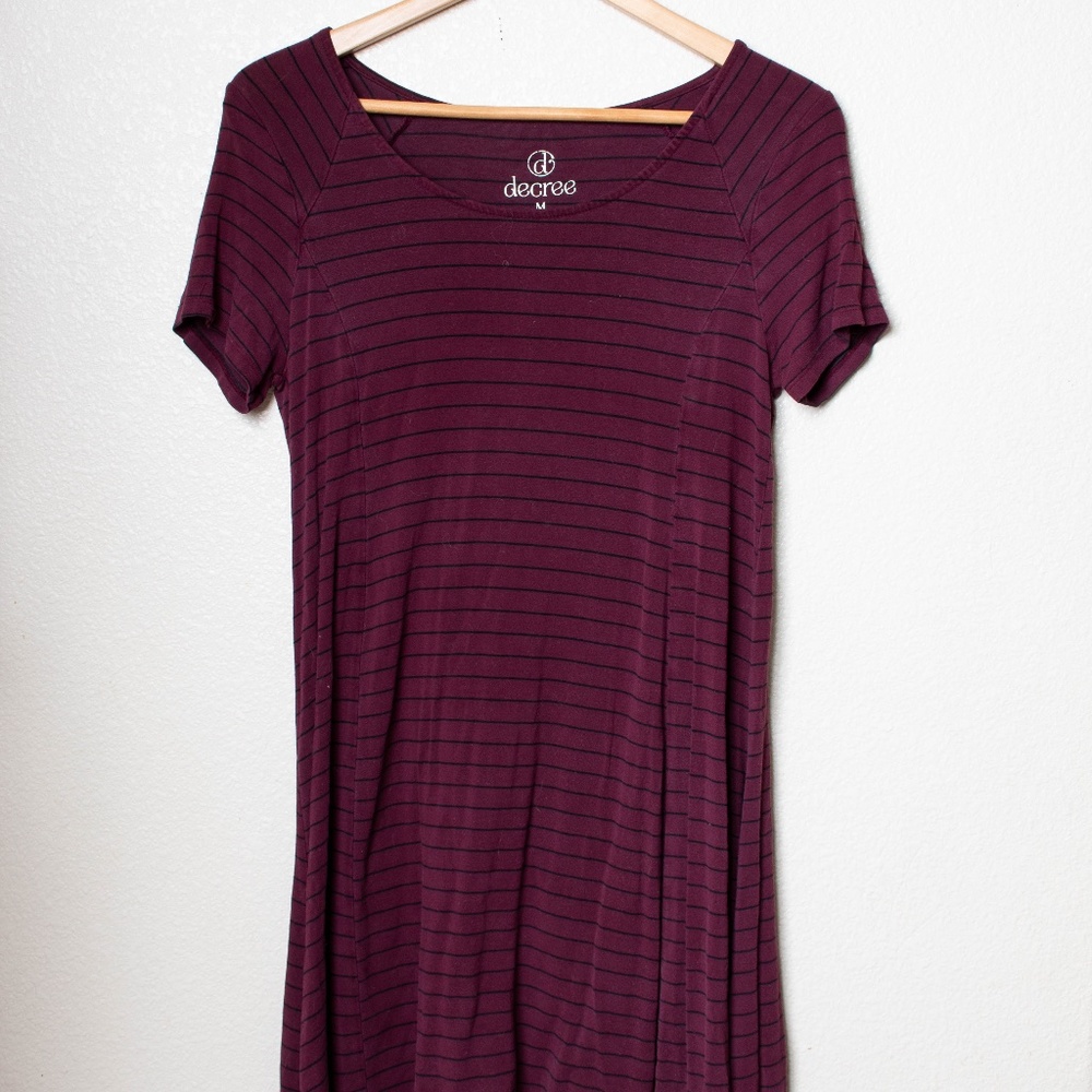 Maroon striped t-shirt dress